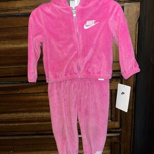 Nike Hot Pink Velour Hoodie and Joggers Set